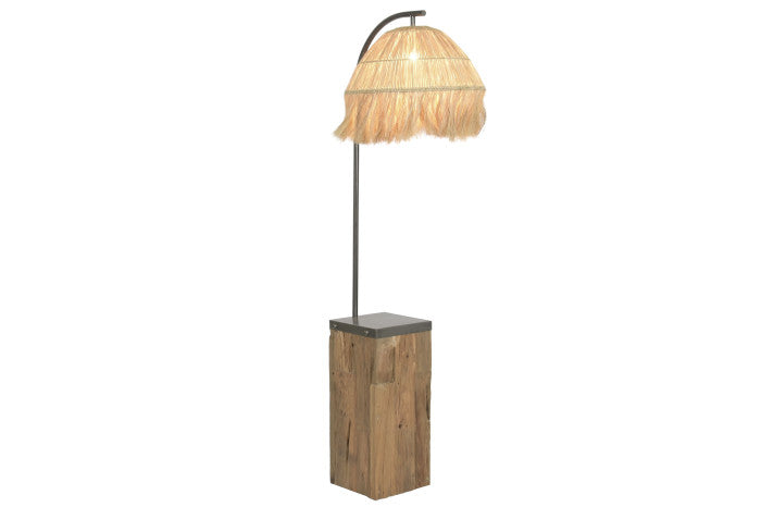 Lámpara de Pie Teca y Hierro 57x55x160 cm – Hecha a Mano