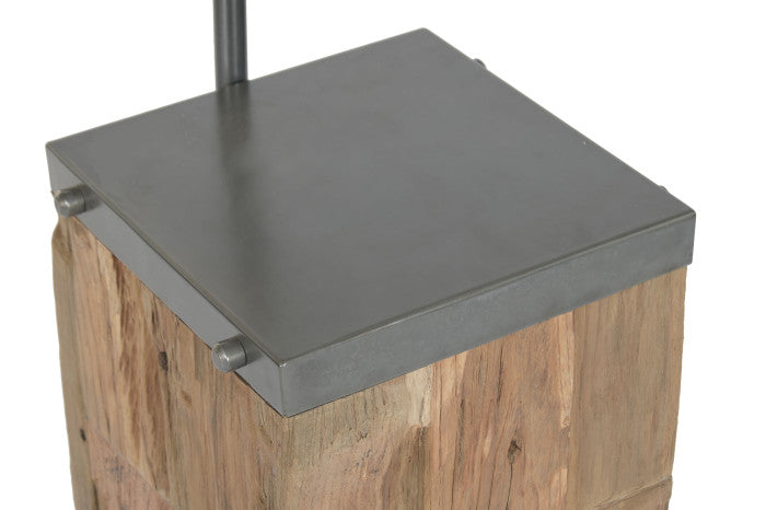 Lámpara de Pie Teca y Hierro 57x55x160 cm – Hecha a Mano