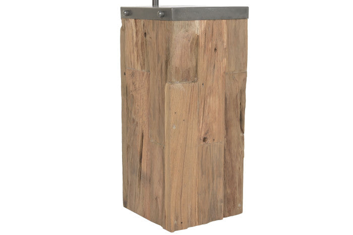 Lámpara de Pie Teca y Hierro 57x55x160 cm – Hecha a Mano