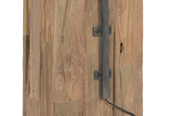 Lámpara de Pie Teca y Hierro 57x55x160 cm – Hecha a Mano