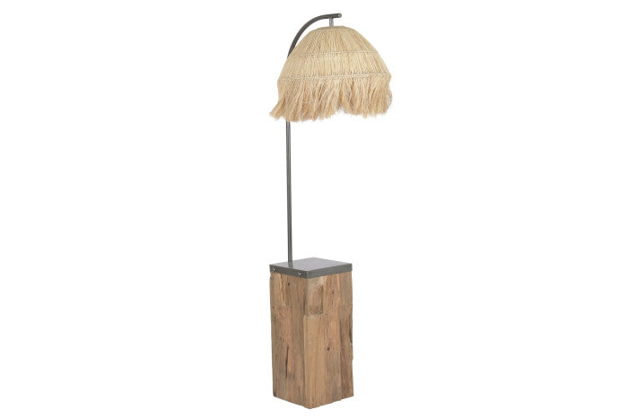 Lámpara de Pie Teca y Hierro 57x55x160 cm – Hecha a Mano