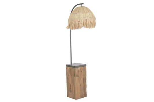 Lámpara de Pie Teca y Hierro 57x55x160 cm – Hecha a Mano