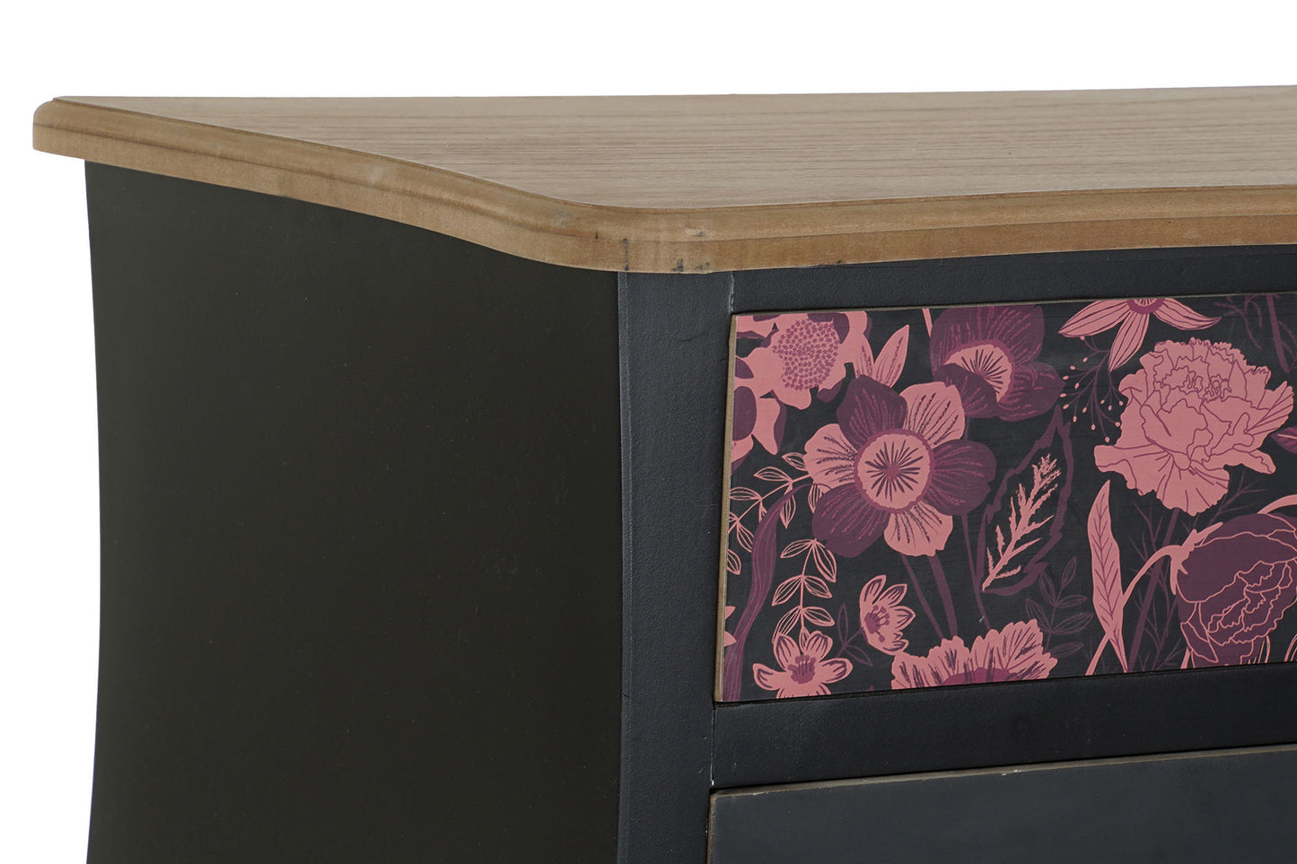 Cajonera mdf 76*39*75.5cm floral negro