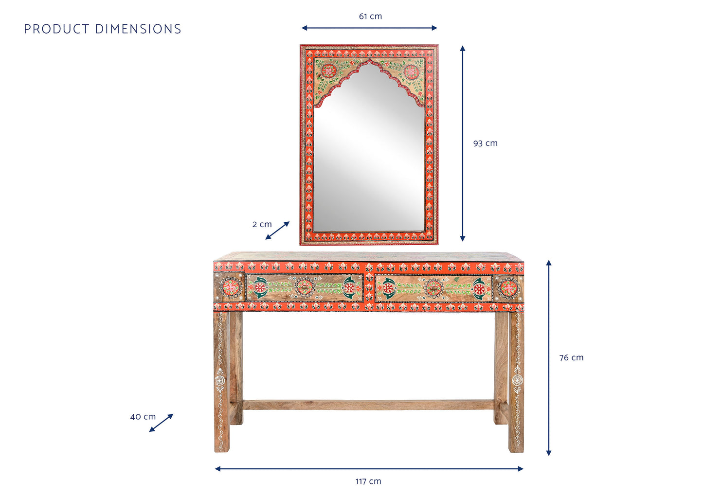 Consola set 2 mango acrilico 117*40*76cm espejo