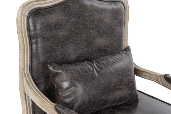 Sillón PU Rubberwood Desgastado Marrón 70x66x94 cm