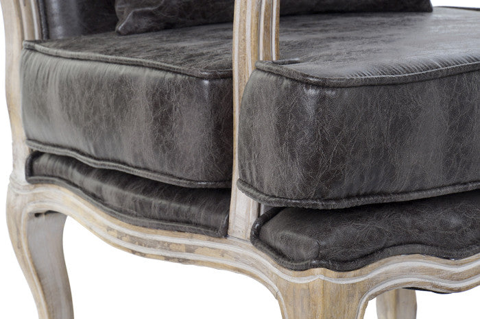 Sillón PU Rubberwood Desgastado Marrón 70x66x94 cm