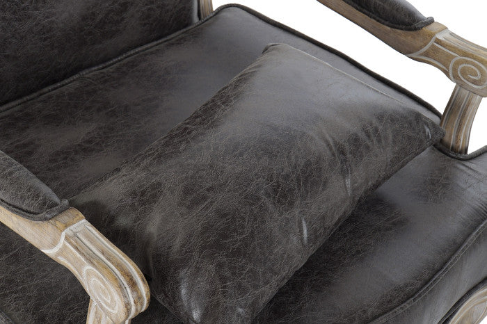 Sillón PU Rubberwood Desgastado Marrón 70x66x94 cm