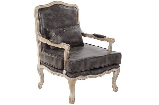 Sillón PU Rubberwood Desgastado Marrón 70x66x94 cm