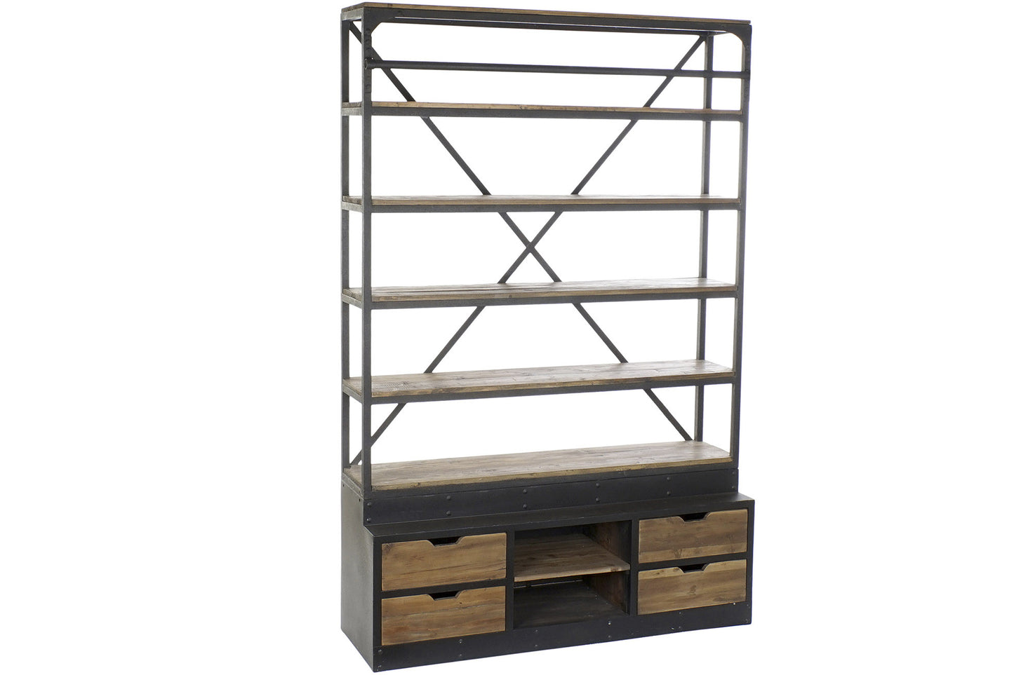 Libreria pino metal 160*45*243cm escalera incluida