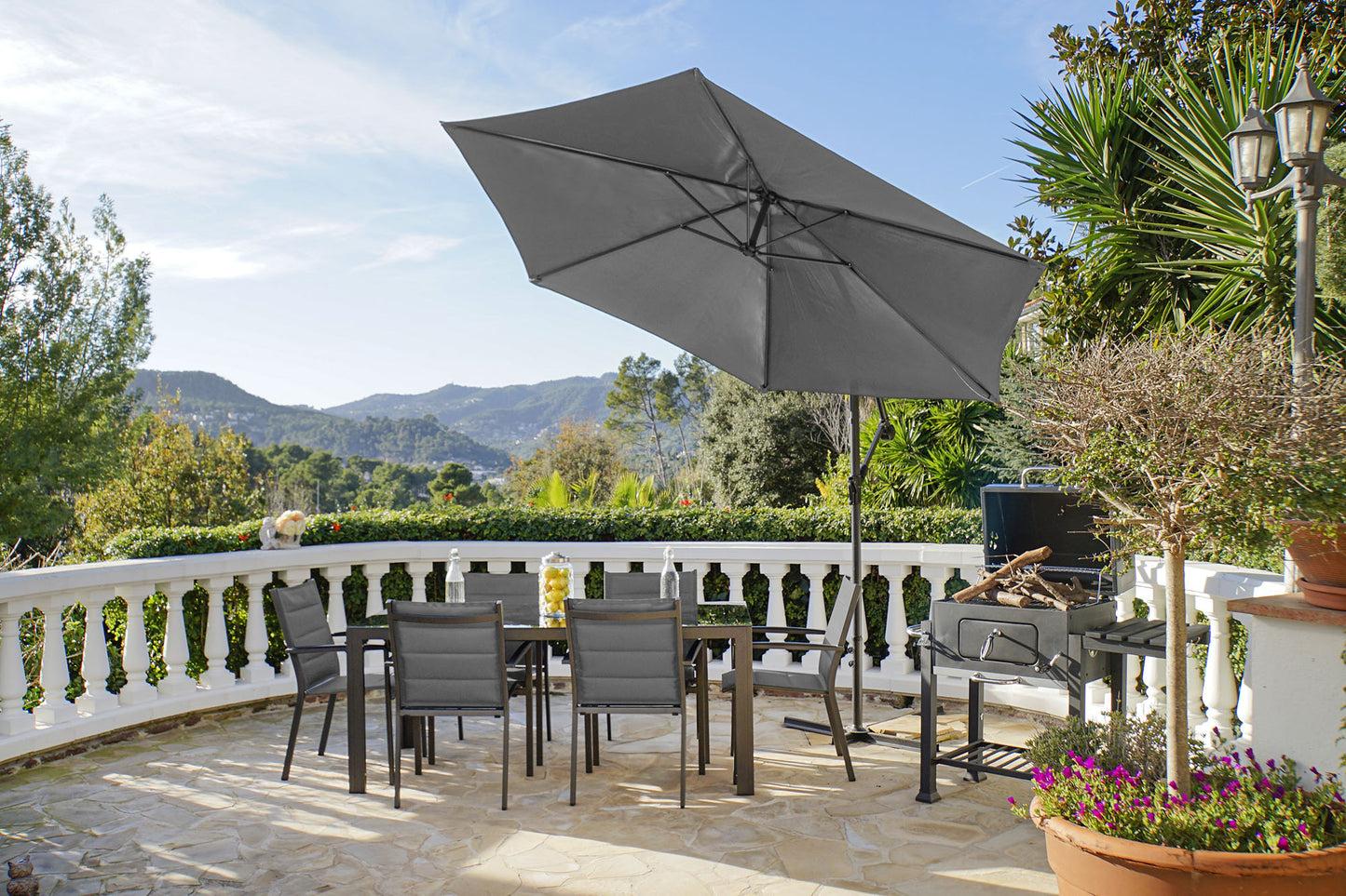 Parasol poliester 300*300*250cm gris