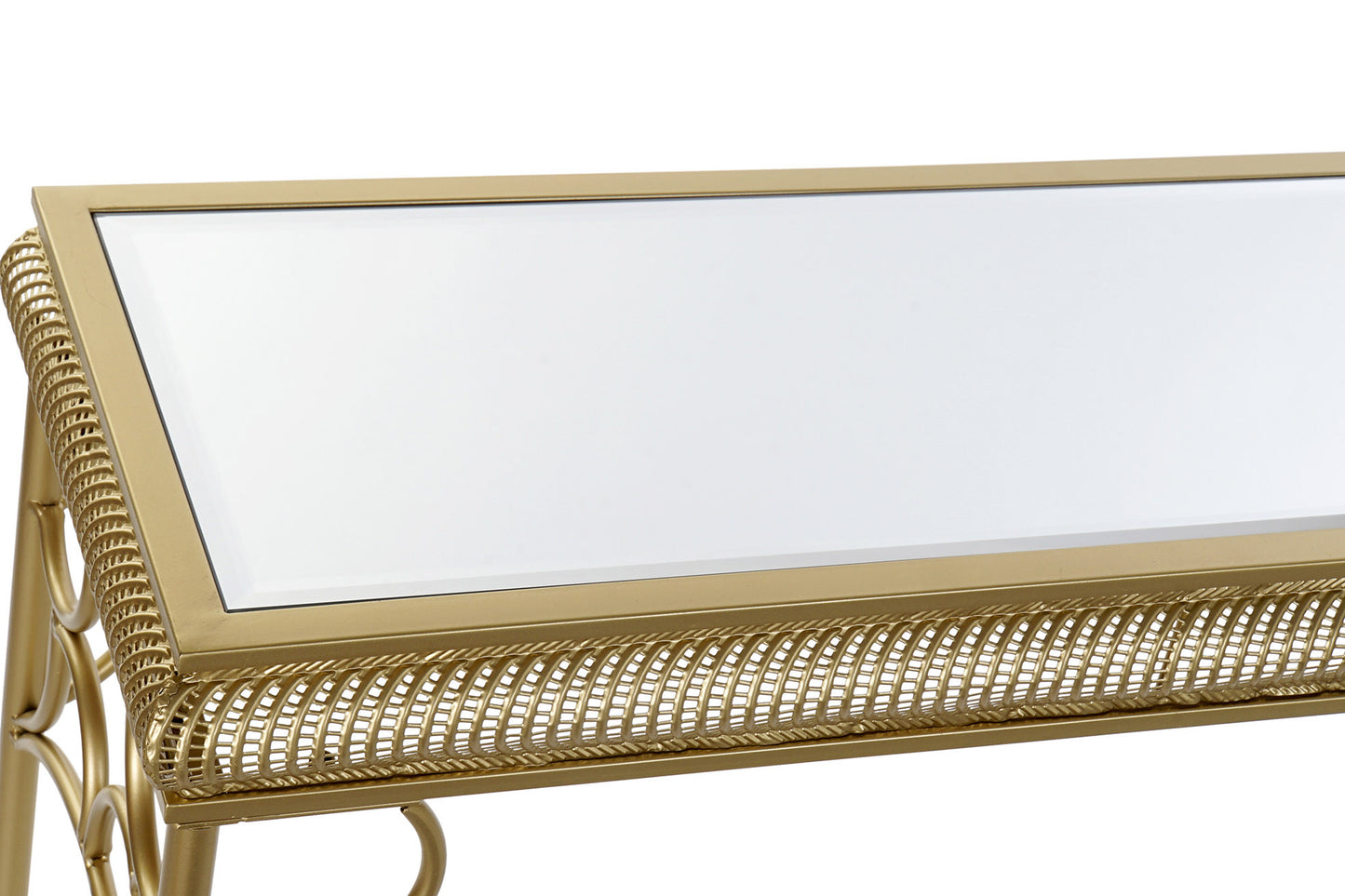 Consola metal espejo 122*31*72cm envejecido dorado