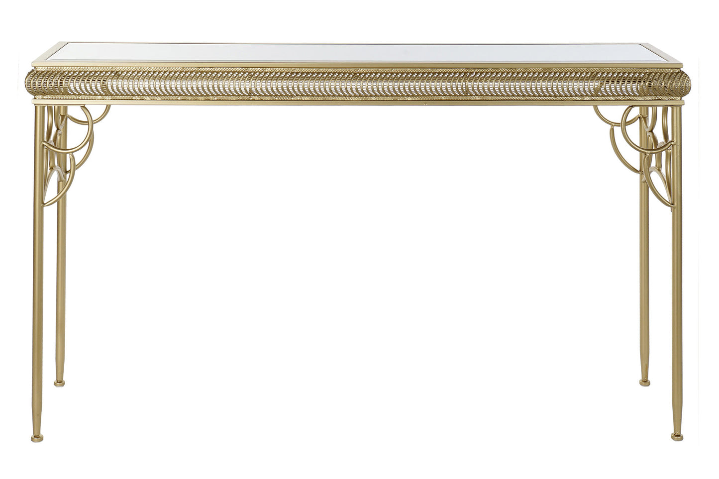 Consola metal espejo 122*31*72cm envejecido dorado