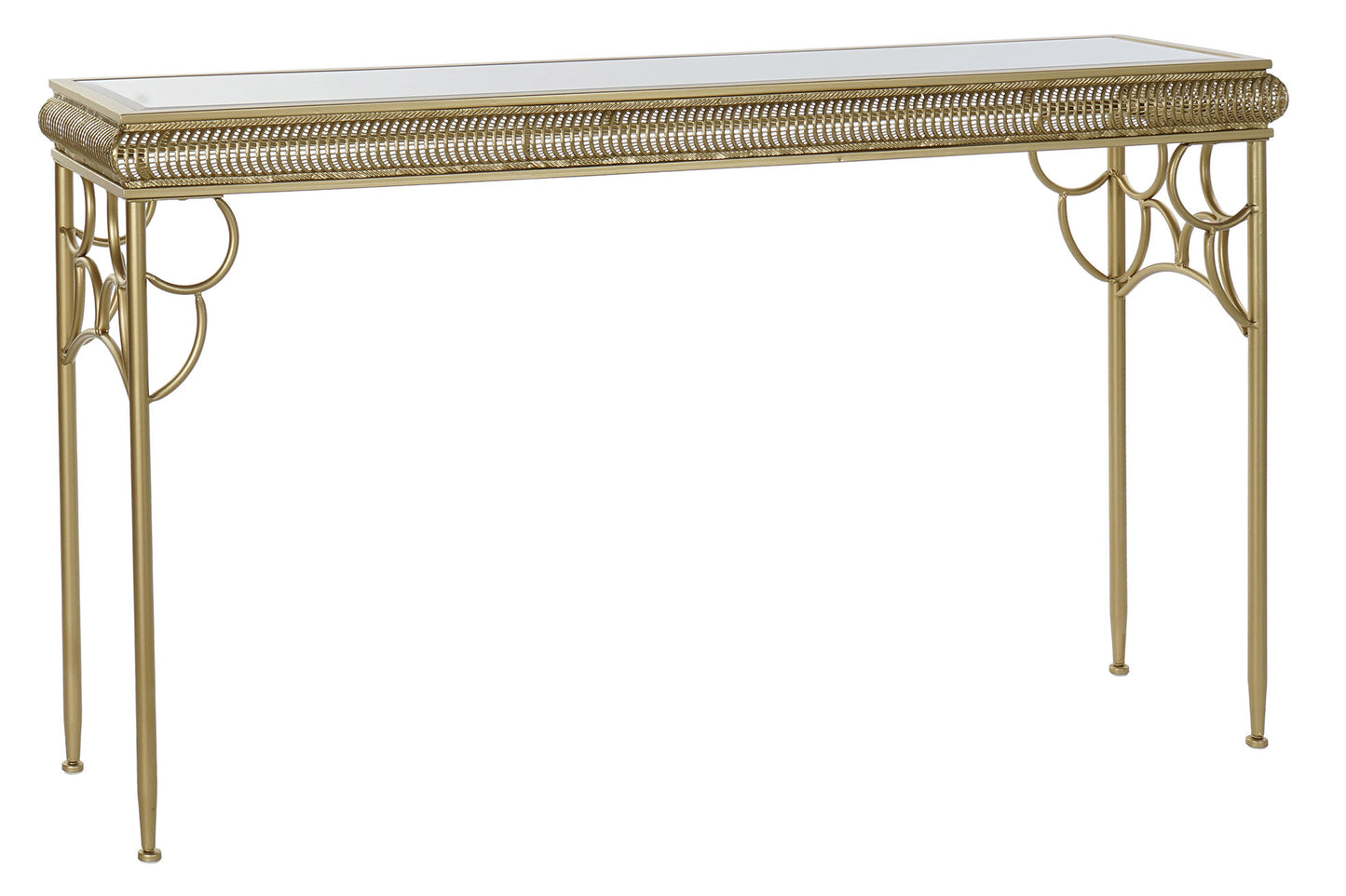 Consola metal espejo 122*31*72cm envejecido dorado