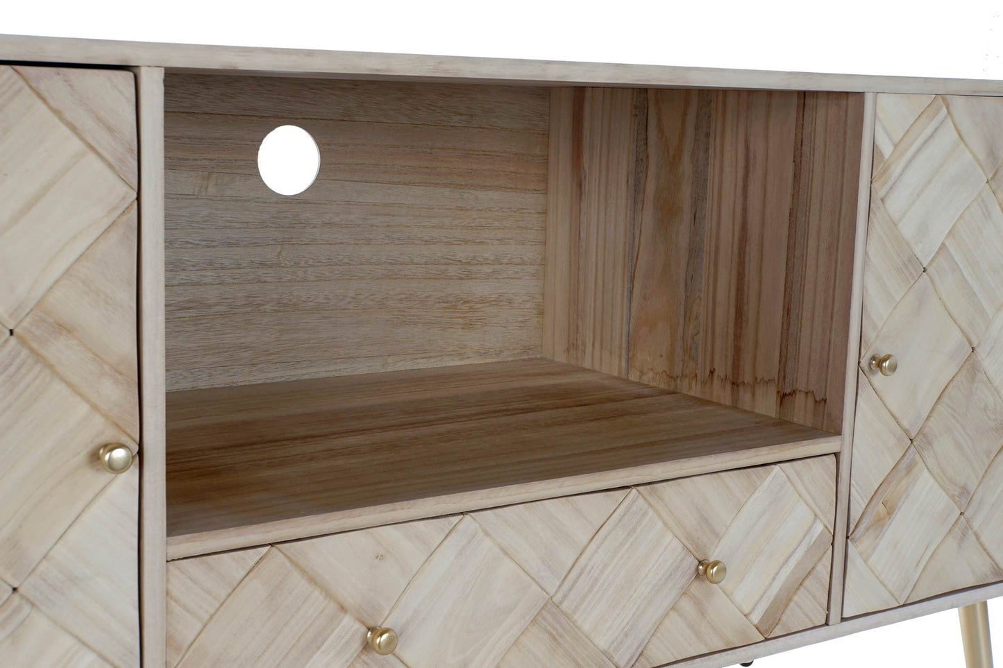 Mueble TV paulownia pino 118x40x65cm natural