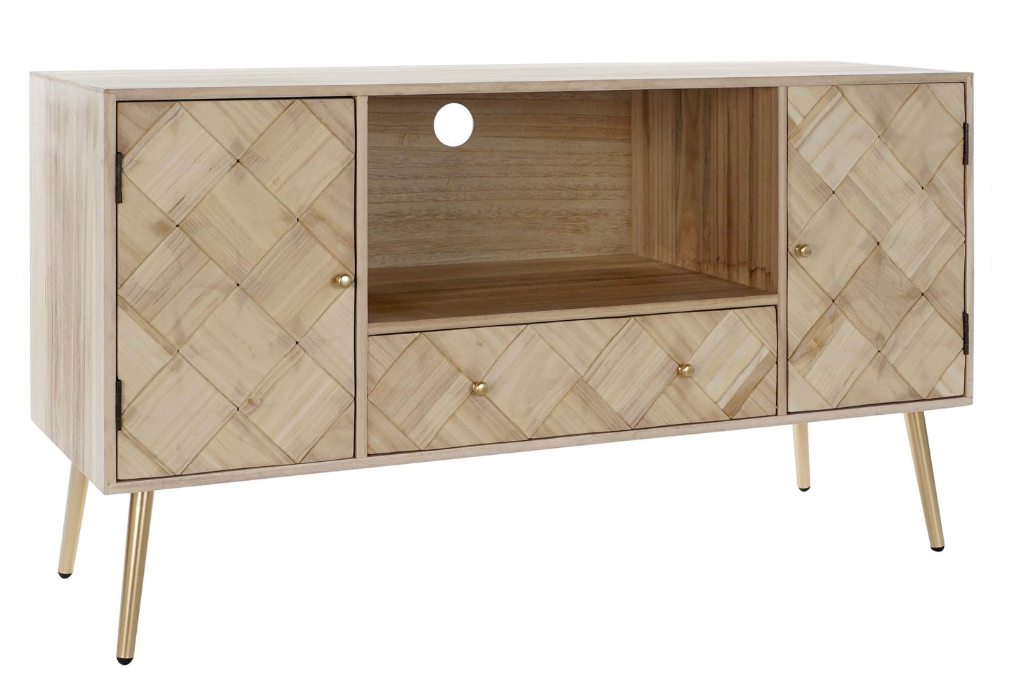 Mueble TV paulownia pino 118x40x65cm natural