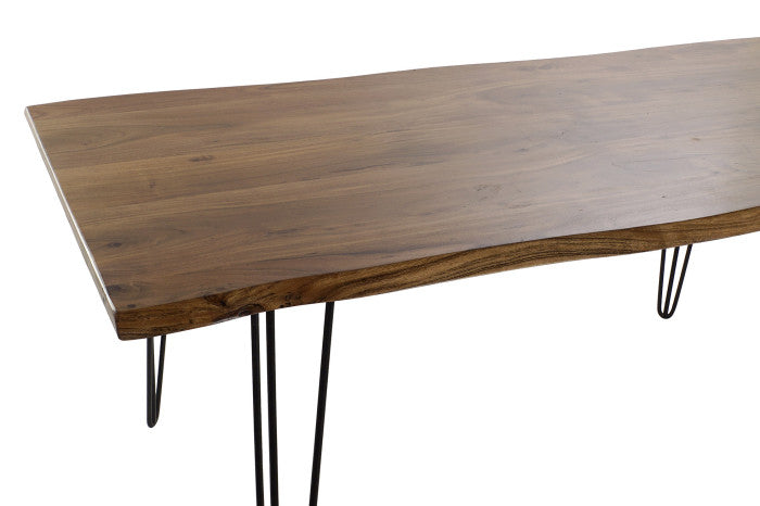 Mesa comedor acacia metal 180x91x76 marrón