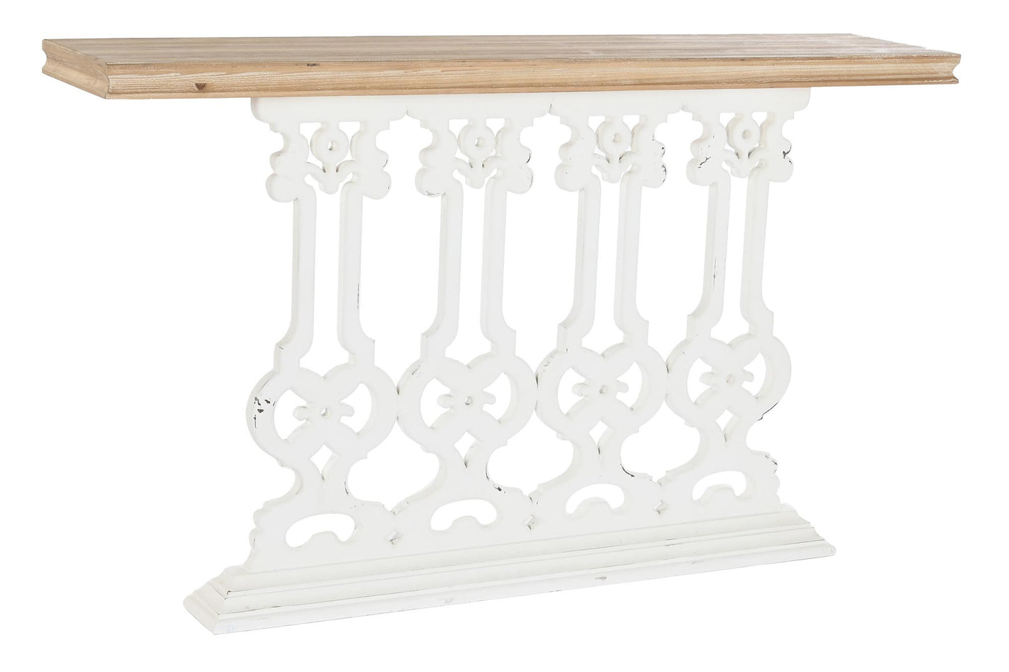 Consola abeto mdf 142*30*83cm envejecido blanco