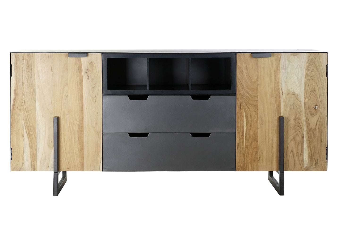 Buffet acacia metal 195*40*90cm negro