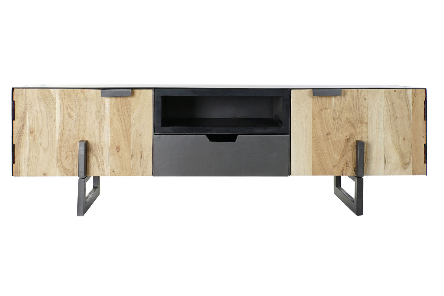 Mueble TV acacia metal 165*40*50cm negro