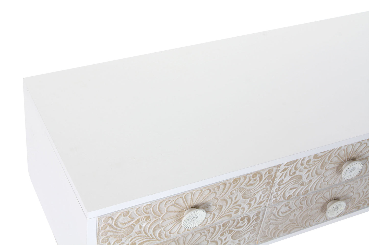 Mueble TV abeto 119*42*50cm mandala blanco