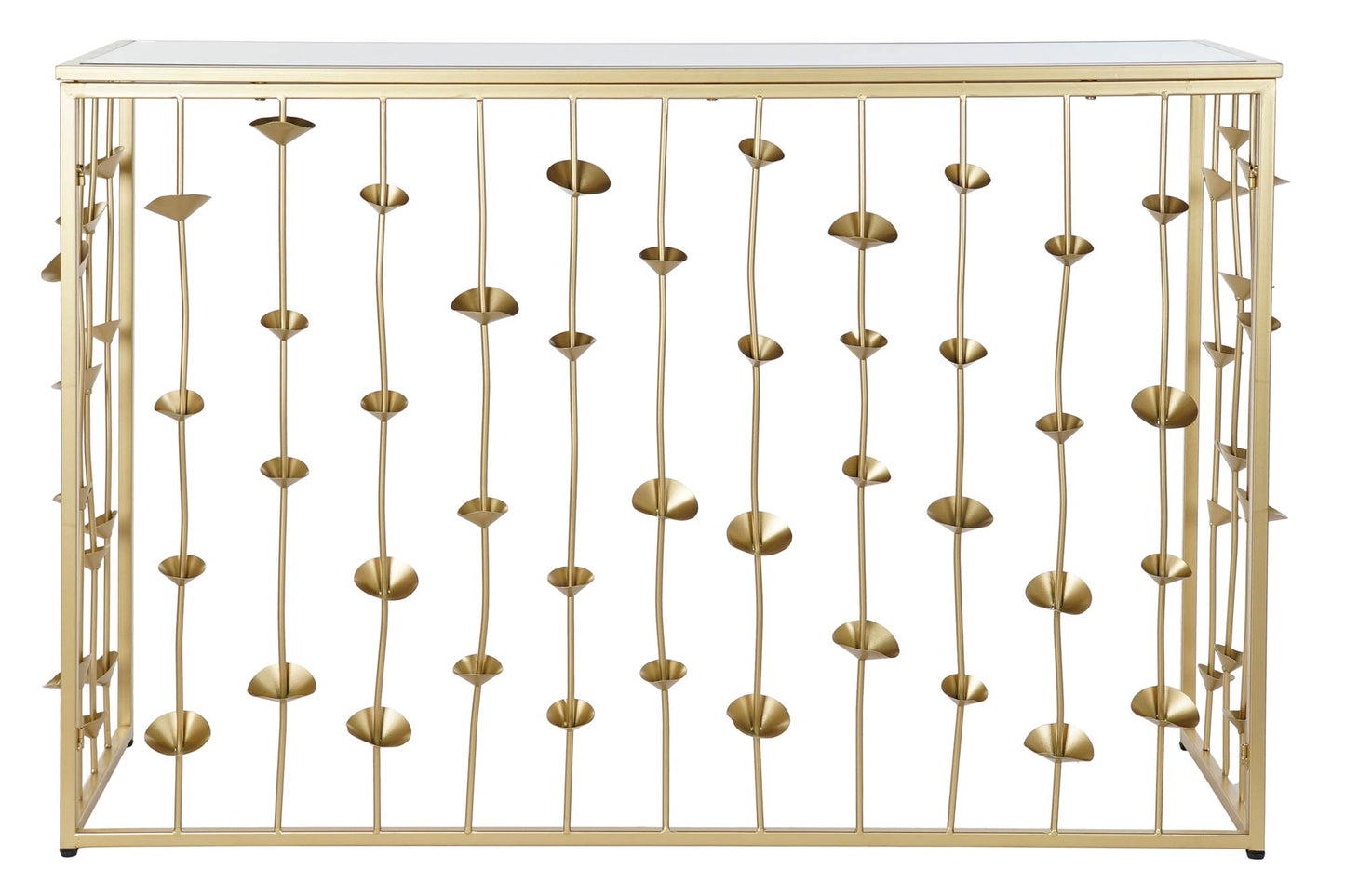 Consola metal espejo 120*43*81cm flor dorado