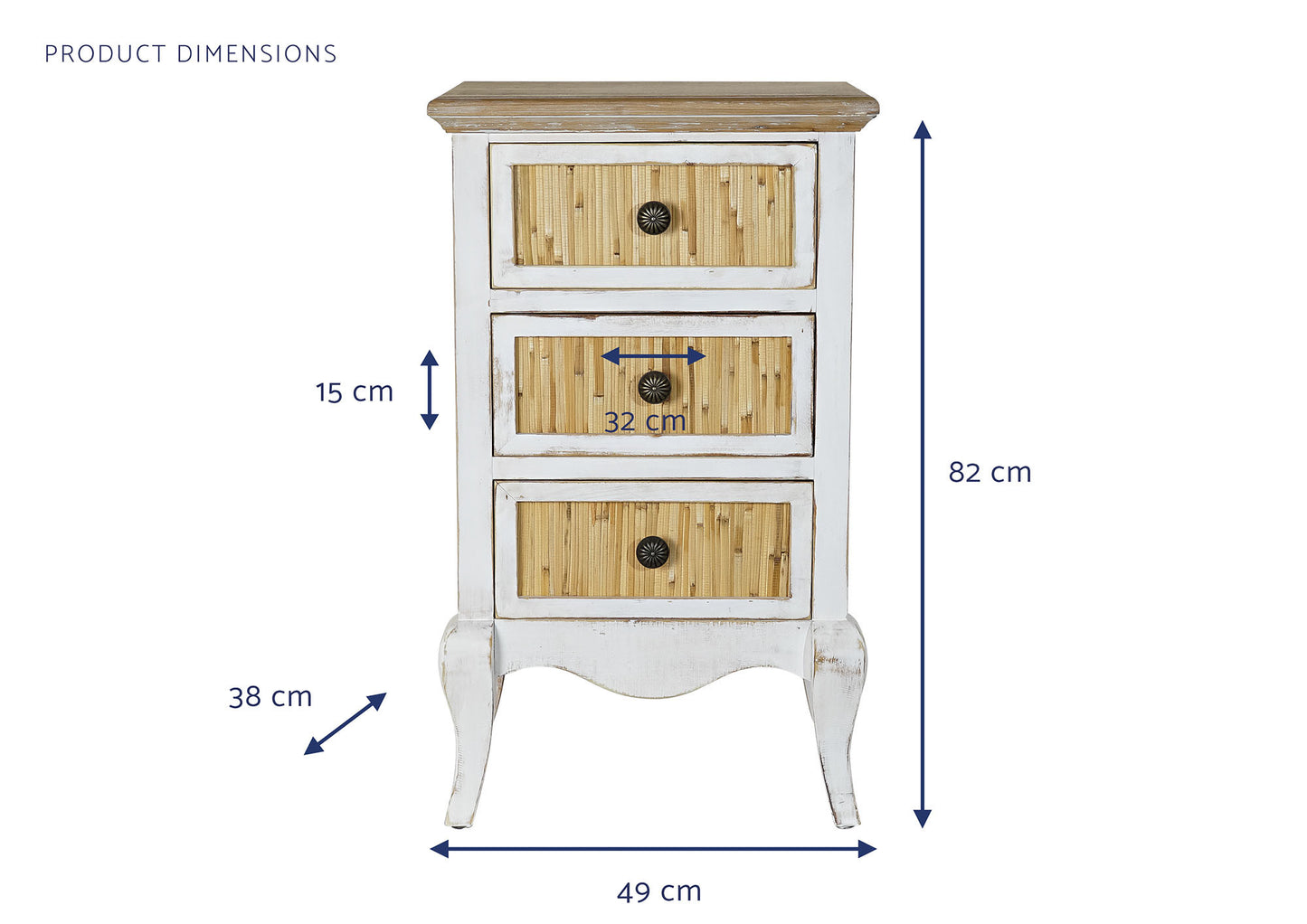 Cajonera abeto 49.5*38*82.5cm blanco