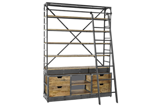 Estantería madera reciclada 164x47x226 escalera