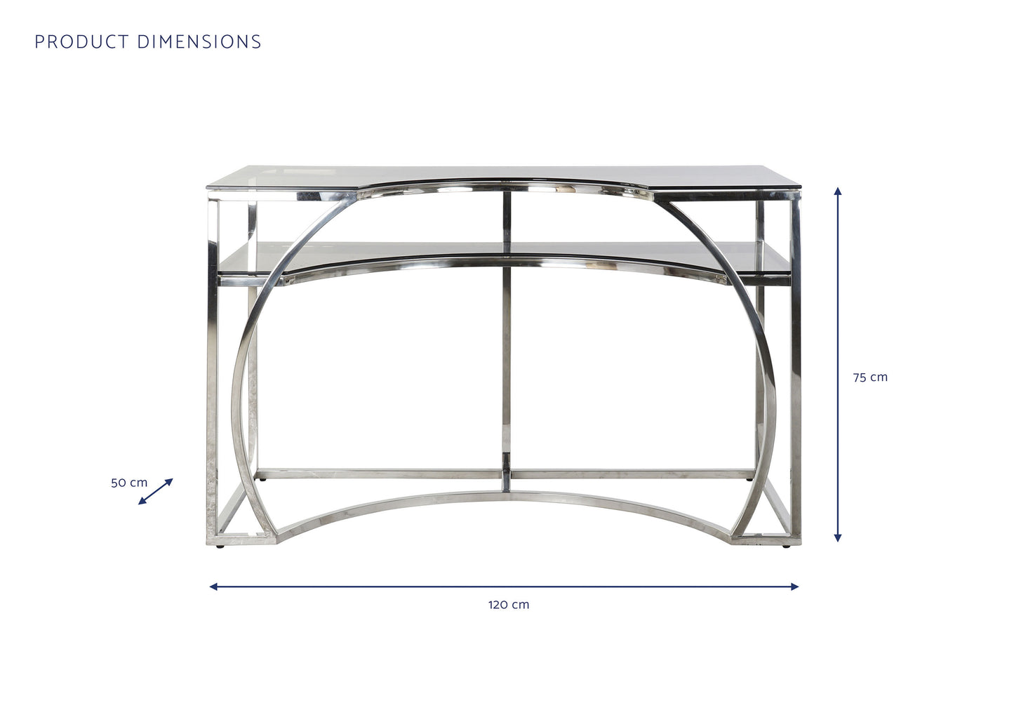 Consola acero cristal 120*50*75cm plateado