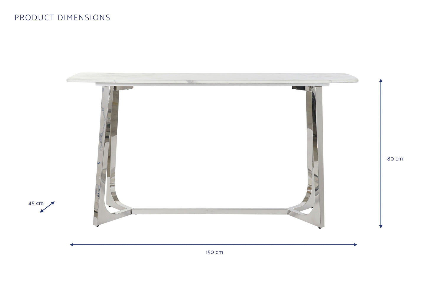 Consola acero marmol 150*45*80cm plateado