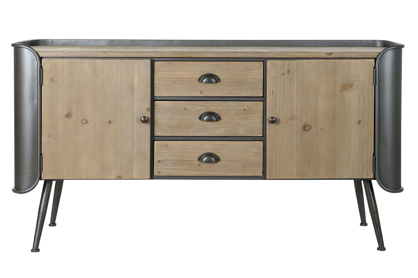 Mueble TV madera maciza metal 144*47*76cm natural