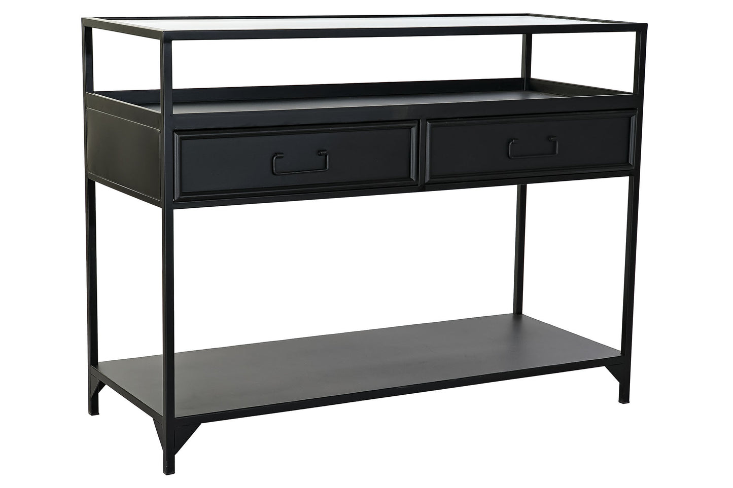 Consola metal cristal 100*40*76cm negro