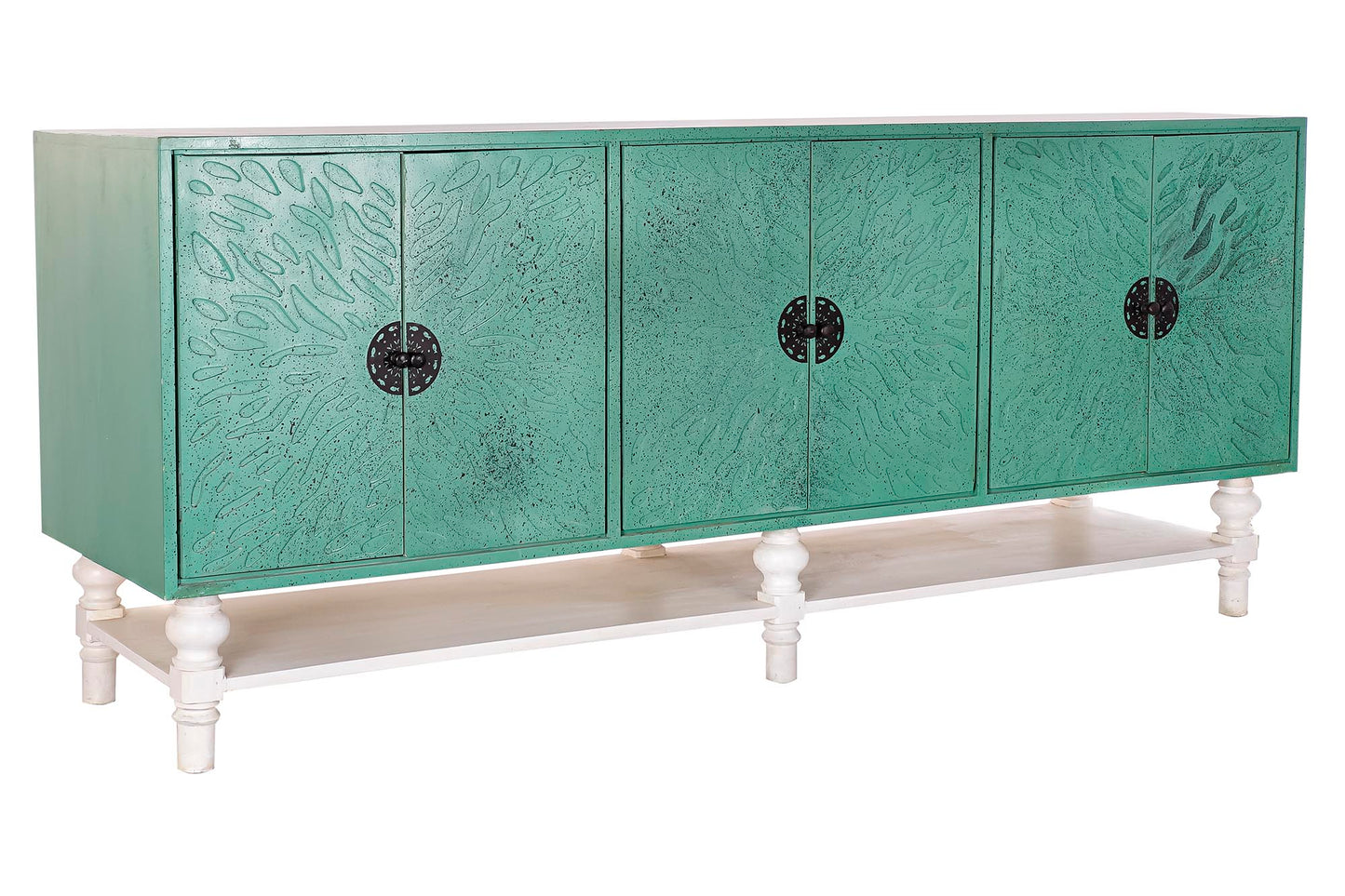 Buffet madera metal 200*55*85cm turquesa