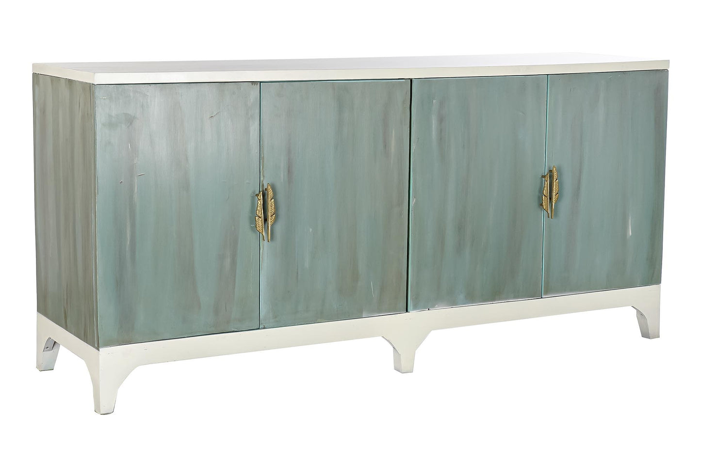 Buffet madera metal 180*50*85cm hoja turquesa