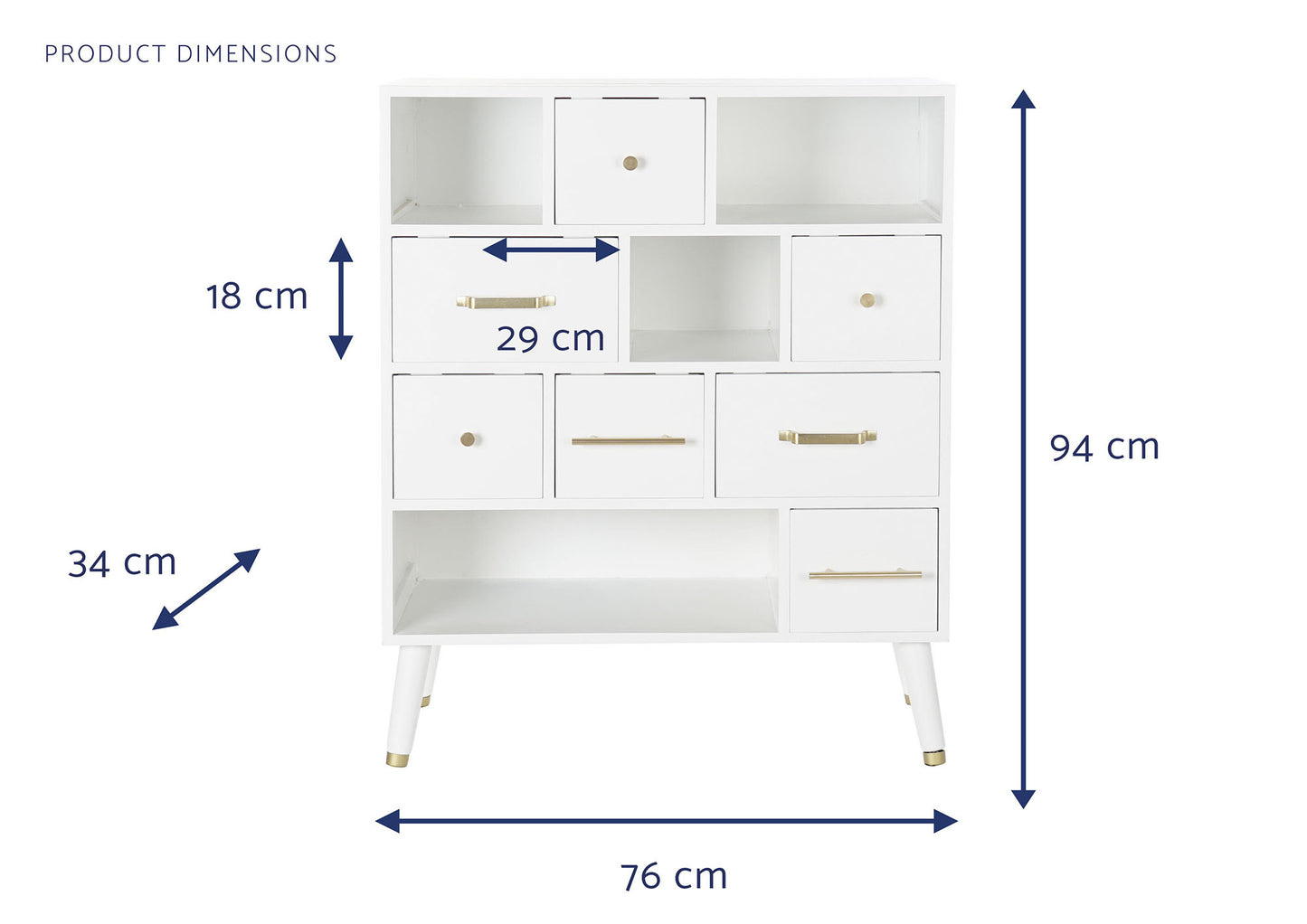 Cajonera mdf metal 76*34*94cm blanco