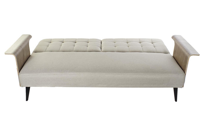 Sofá cama eucalipto metal 203x87x81 cm beige
