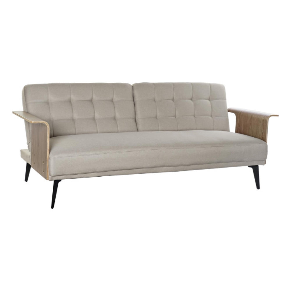 Sofá cama eucalipto metal 203x87x81 cm beige