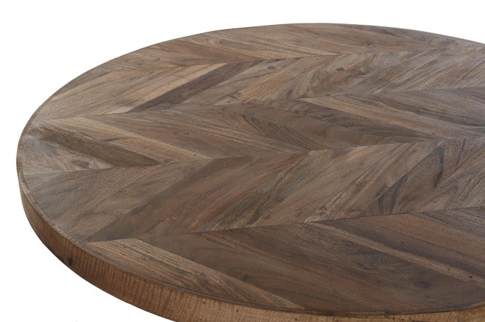 Mesa Redonda de Comedor Acacia y Metal 100x100x76 cm
