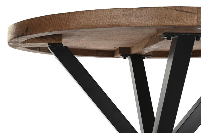 Mesa Redonda de Comedor Acacia y Metal 100x100x76 cm