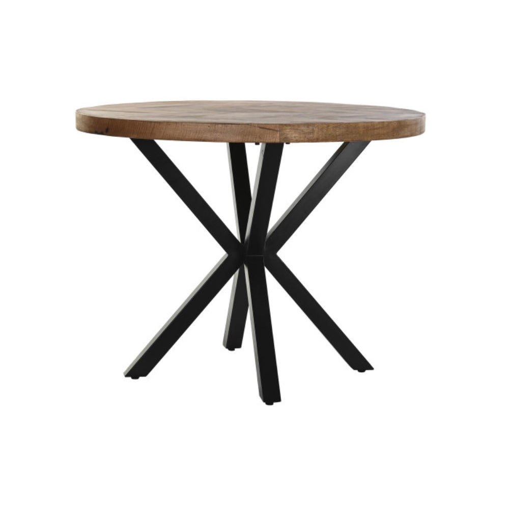 Mesa Redonda de Comedor Acacia y Metal 100x100x76 cm