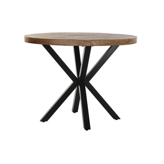 Mesa Redonda de Comedor Acacia y Metal 100x100x76 cm