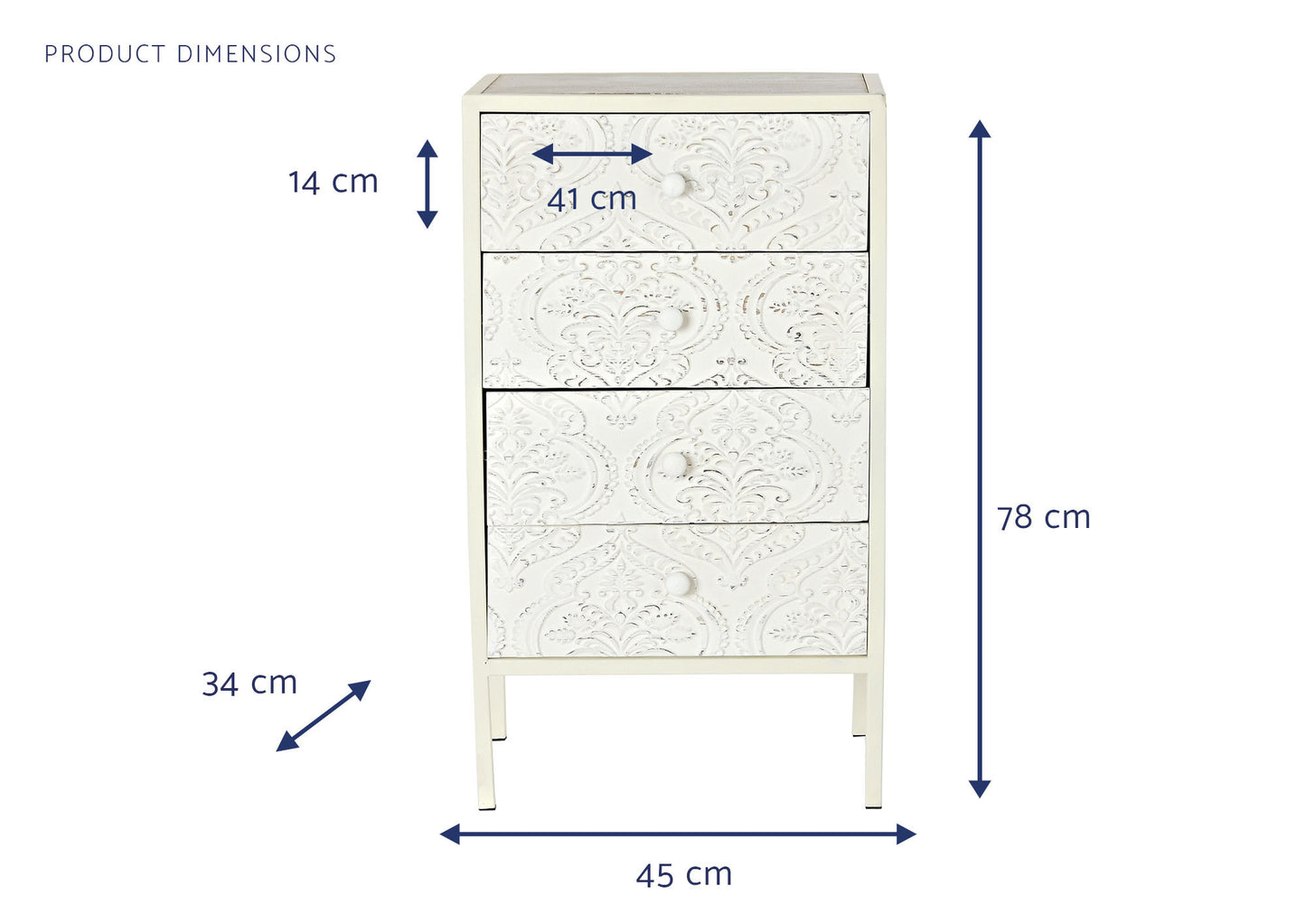 Cajonera abeto mdf 45*34*78cm blanco