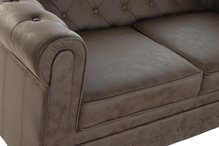 Sofá de Poliéster y Madera 151 × 82 × 70 cm – Marrón Oscuro