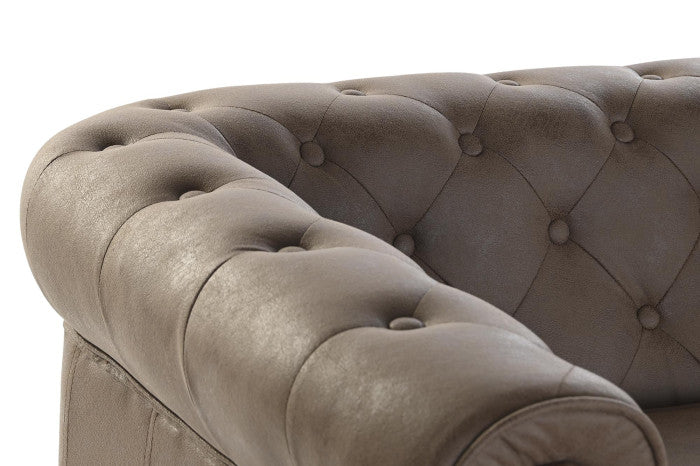 Sofá de Poliéster y Madera 151 × 82 × 70 cm – Marrón Oscuro