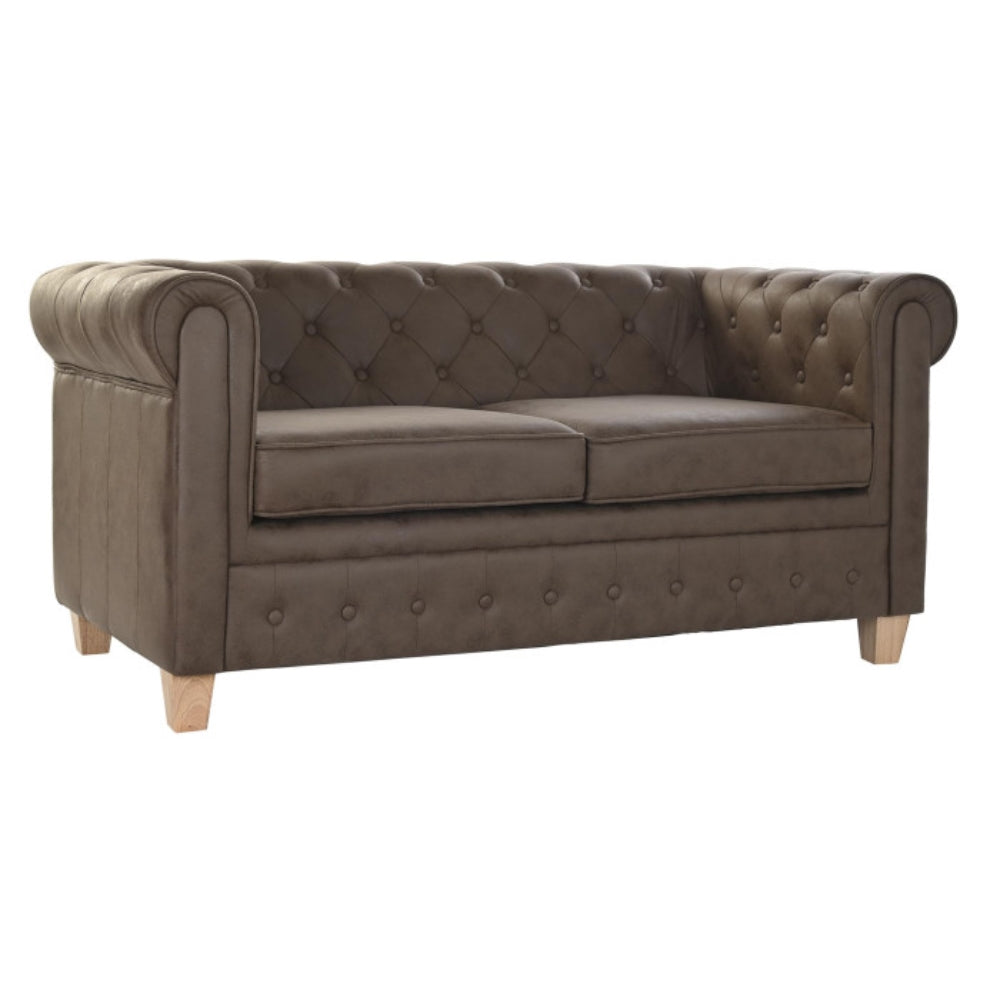 Sofá de Poliéster y Madera 151 × 82 × 70 cm – Marrón Oscuro