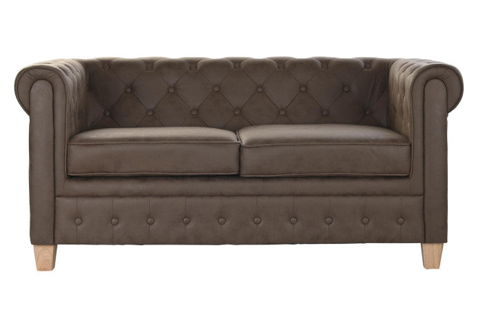 Sofá de Poliéster y Madera 151 × 82 × 70 cm – Marrón Oscuro