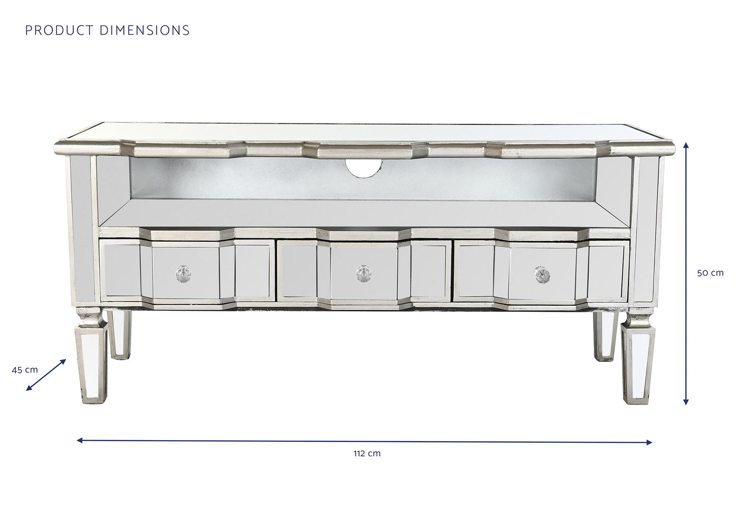 Mueble TV espejo mdf 112*45*50cm plateado