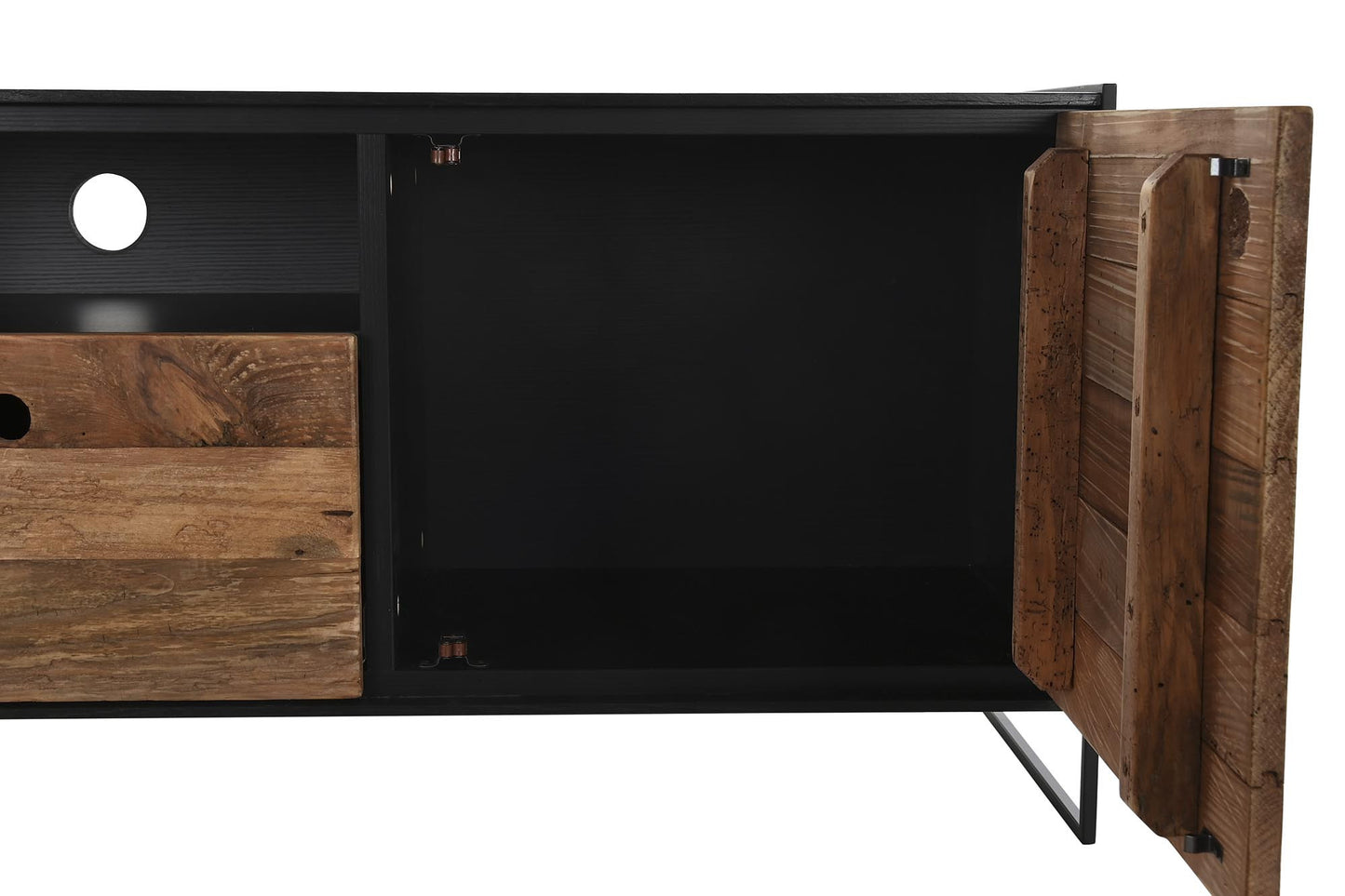 Mueble TV madera reciclada pino 144.5*40*51cm negro