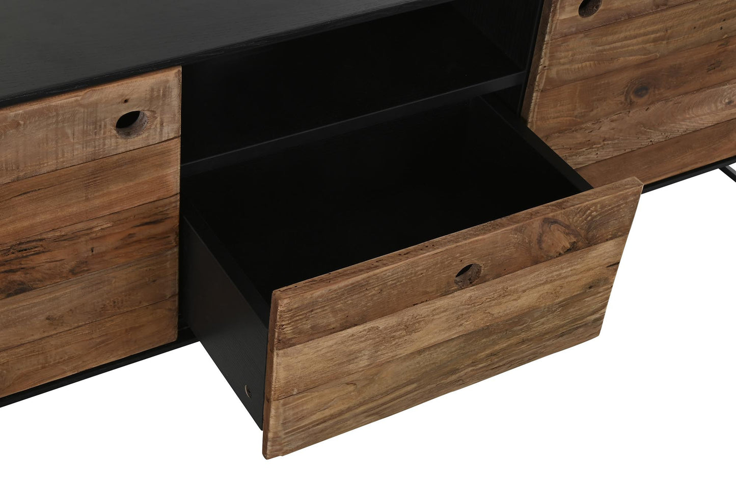 Mueble TV madera reciclada pino 144.5*40*51cm negro