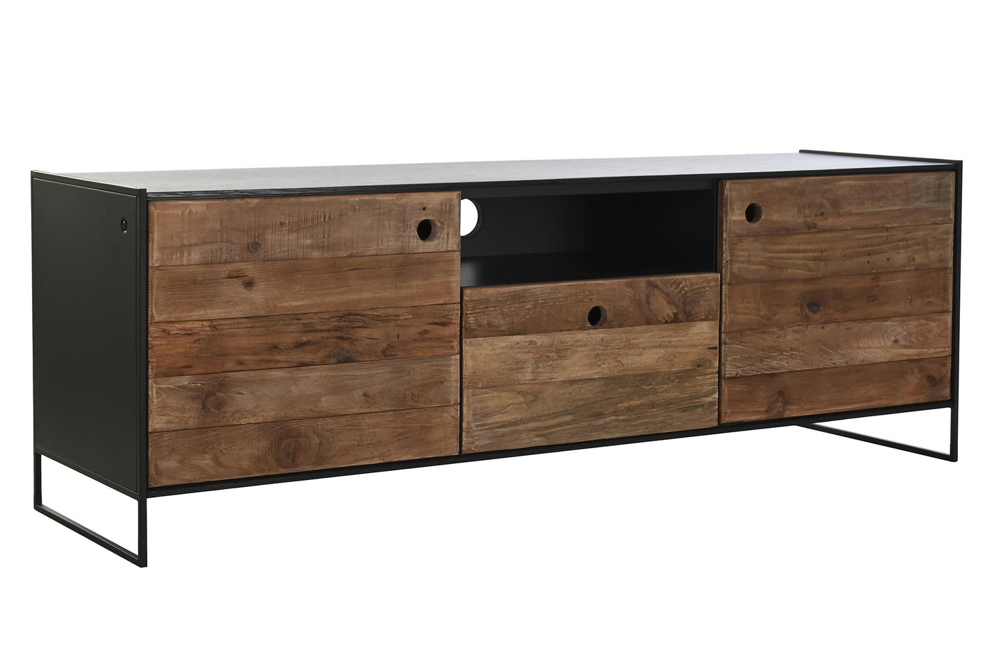 Mueble TV madera reciclada pino 144.5*40*51cm negro