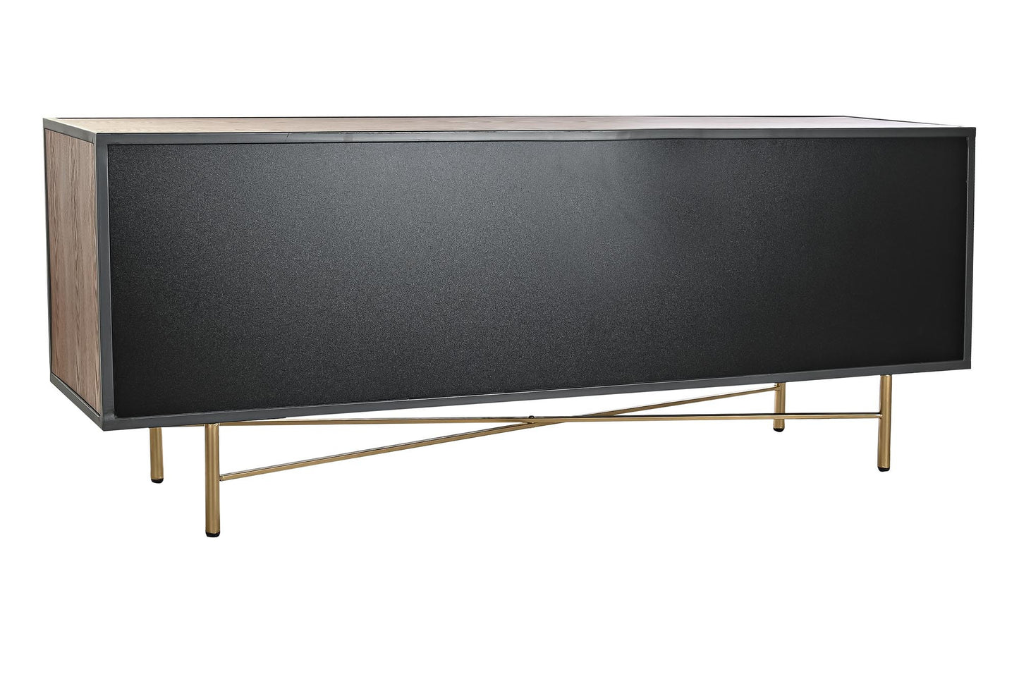 Mueble TV metal cristal 140*35*55cm marron oscuro